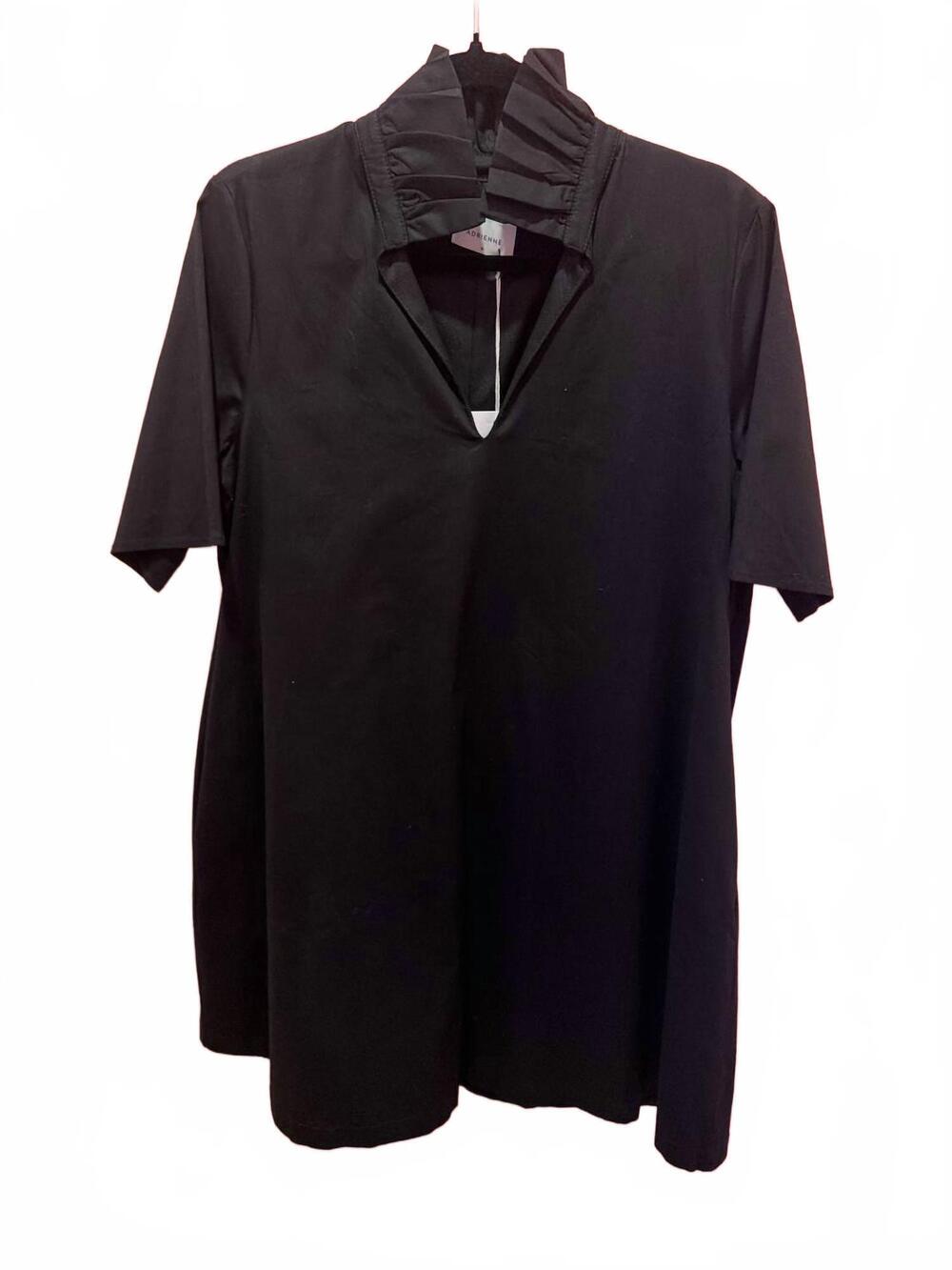 NEW ADRIENNE women's ruffle collar a line dress - plus in black